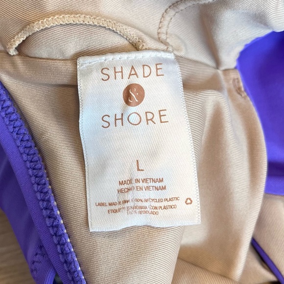 Shade & Shore Swimsuit Purple One Piece Cut Out Monokini L Large New - Picture 3 of 6
